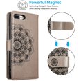 thumbnail image 6 of Mandala Wallet Case for iPhone7 Plus iPhone8 Plus,Detachable 2 in 1 PU Leather Flip Case with Magnetic Button Lanyard (9Card Slots+3Pockets+1Driver's License Pocket)-Grey, 6 of 13
