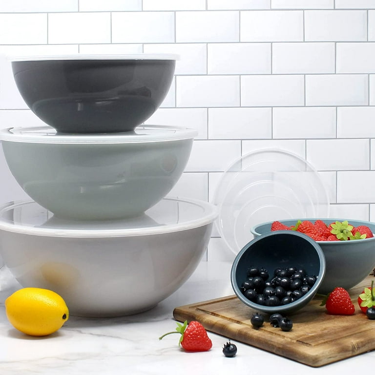 COOK WITH COLOR Prep Bowls with Lids- Deep Mixing Bowls Nesting Plastic  Small Mixing Bowl Set with Lids (Black Ombre)