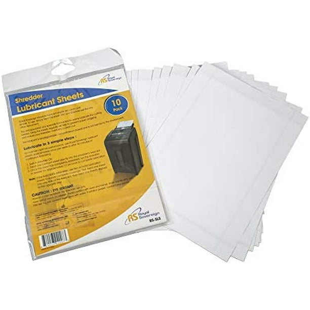Royal Sovereign Shredder Lubricant Sheets, 10Pack (RSSLS)