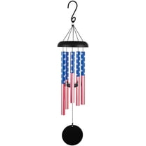 Carson Home 32" American Flag Wind Chime – Aluminum Patriotic Outdoor Chime with Industrial Cord