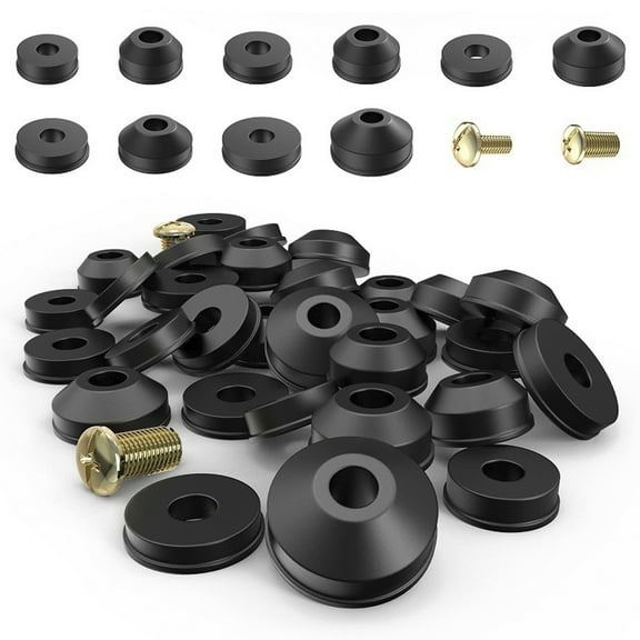 106Pcs Faucet Washer Assortment Kit Rubber Flat and Beveled Washers Set Enduring Faucet Sealing Washer Gasket Replacement with Brass Screws for Bathroom