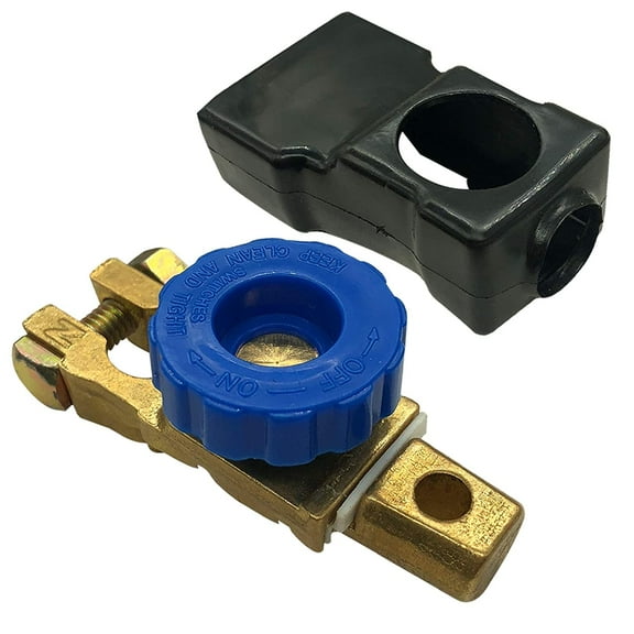 Ampper Top Post Battery Disconnect Switch, Brass Battery Master Switch Isolator for Power Disconnect Cut Off with Cover