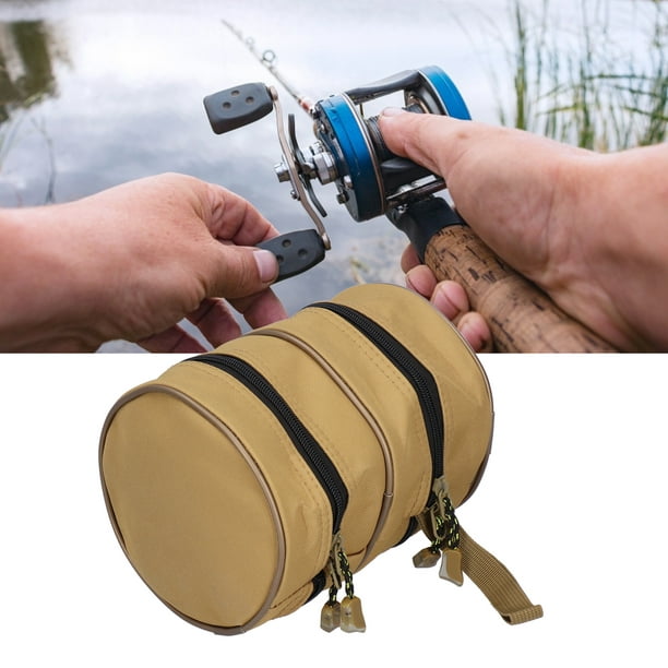 Double Layer Fishing Reel Bag Fishing Accessories Tackles Bag Fishing Reel  Protective Case Round Fishing Reel Storage Bag Double Layer Fishing Tackle  Bag Protective Case Pouch 