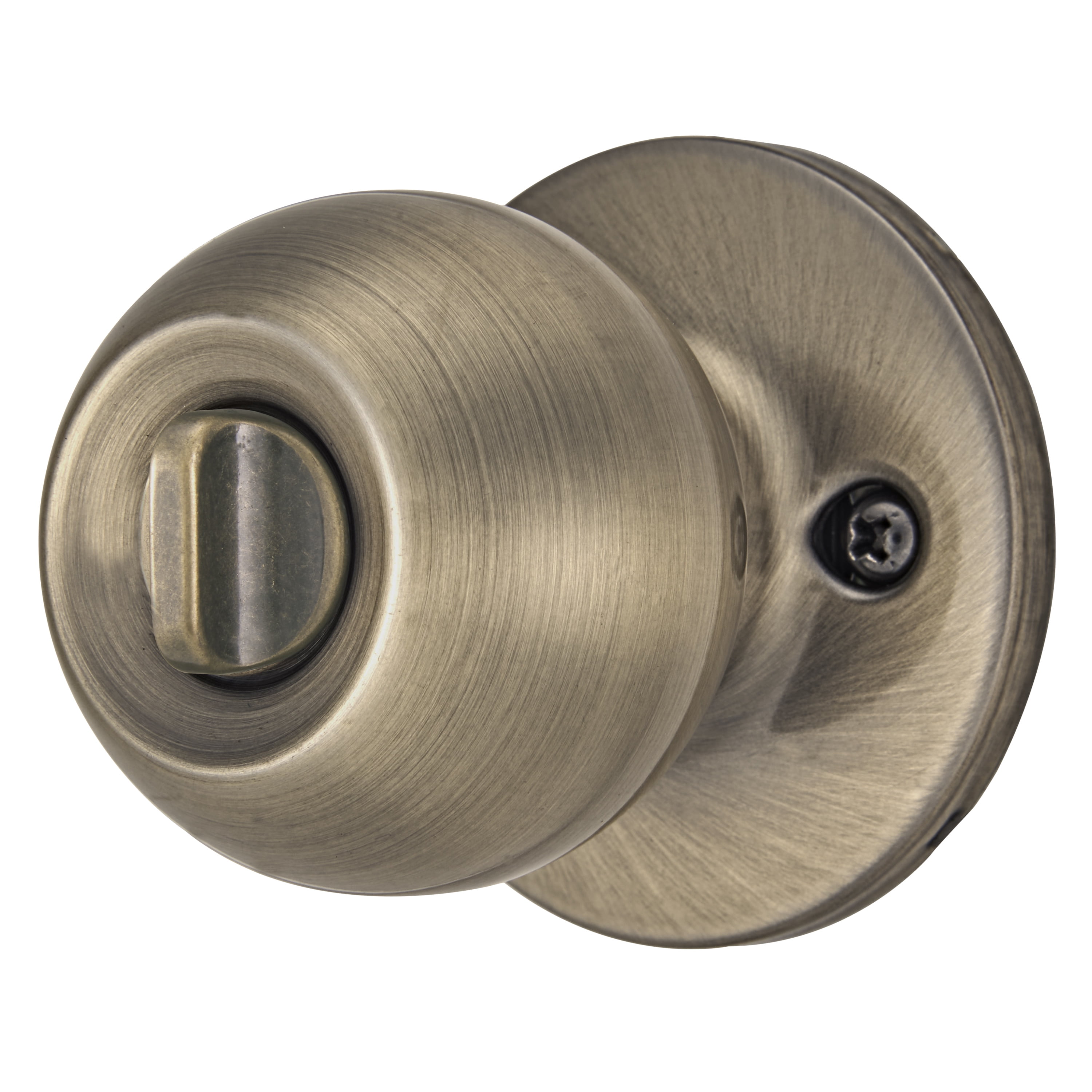 (2 pack) Brinks Interior Locking Privacy Classic Ball Style Doorknob, Antique Brass Finish