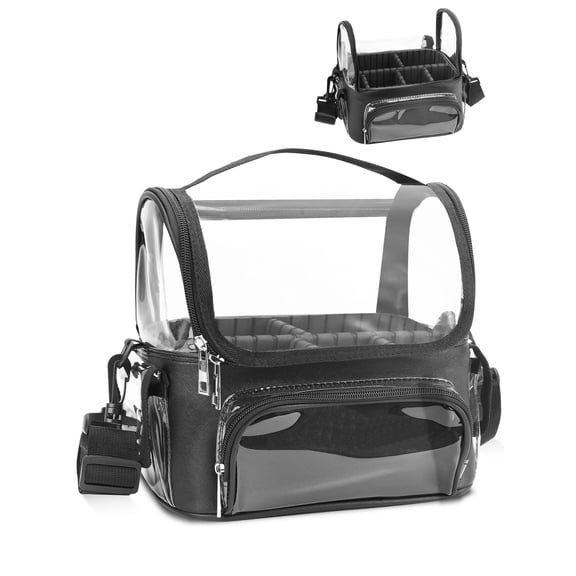 EEEkit Clear Makeup Bag, Waterproof Travel Makeup Brush Organizer with Adjustable Strap, Cosmetic Storage Bag for Women