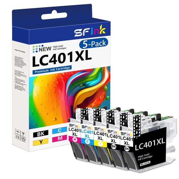LC401XL LC401 Ink Cartridge Compatible for Brother LC401 XL LC 401XL Ink for MFC-J1010DW MFC-J1012DW MFC-J1170DW Printer ( 5 Pack,Black Cyan Magenta Yellow )