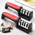 thumbnail image 1 of Kitchen Cutter Sharpener with 3/4 Grooves Tungsten Steel Sharpener with Plastic Handle Multifunctional Manual Grinder for Scissors Cutter Sharpening Stone Kitchen Supplies, 1 of 7