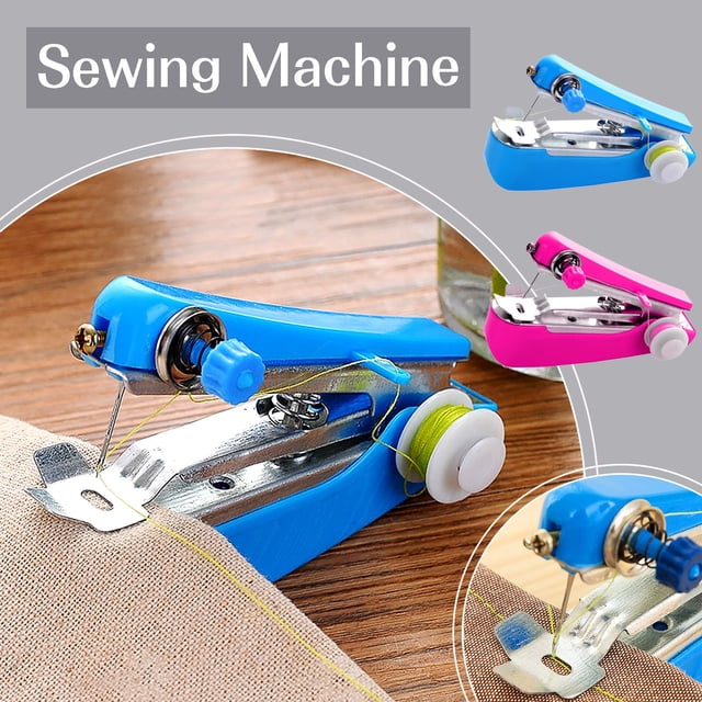 Mini máquina de coser de mano | Dispositivo portátil de bordado para ropa y tejidos | Acero inoxidable compacto + plástico | 11cm x 7cm | Ligero | Operación fácil, recta y puntada cerrada, hilo