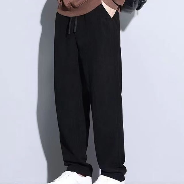 Pantalones largos de moda para hombre, lisos, informales, con cintura elástica y bolsillos, pantalones largos para hombre