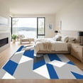 thumbnail image 3 of ODIKA 3'x5' Machine Washable Non-Slip Area Rug, Stylish Interlocking Shapes with and Grey Hues High Traffic Rug, Blue, 925564, 3 of 7