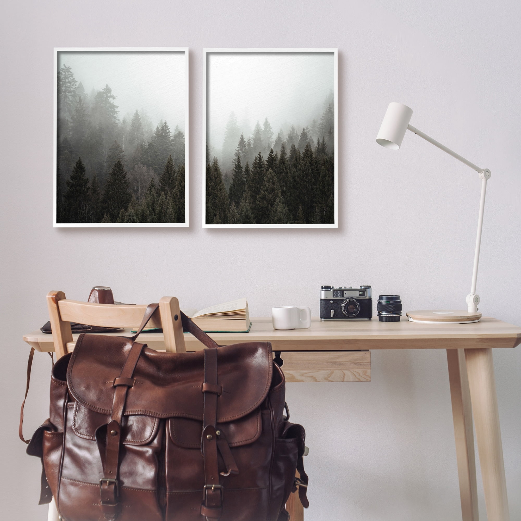 Stupell Industries Serene Mountainous Forest Trees Nature Hazy Sky Framed Wall Art, 16 x 20, Design by Kim Allen