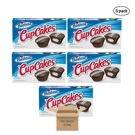 The Snack Store Bundle Hostess Chocolate Cupcakes, 12.7 oz, 5 Boxes of 8 Count, 40 Total Cupcakes!