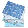 thumbnail image 1 of 6Pcs/Set Aqua Floral Series Cotton Plain Weave Floral Cloth Sewing Patchwork Decor Needlework Diy Handmade Material, 1 of 5