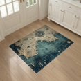 thumbnail image 3 of ODIKA 3'x5' Washable Area Rug Non-Slip, Flatweave, Easy Care Blue Nautical Kraken Map Design Antique Compass with Mermaid Motifs for Hallway, Laundry Room, 3 of 7