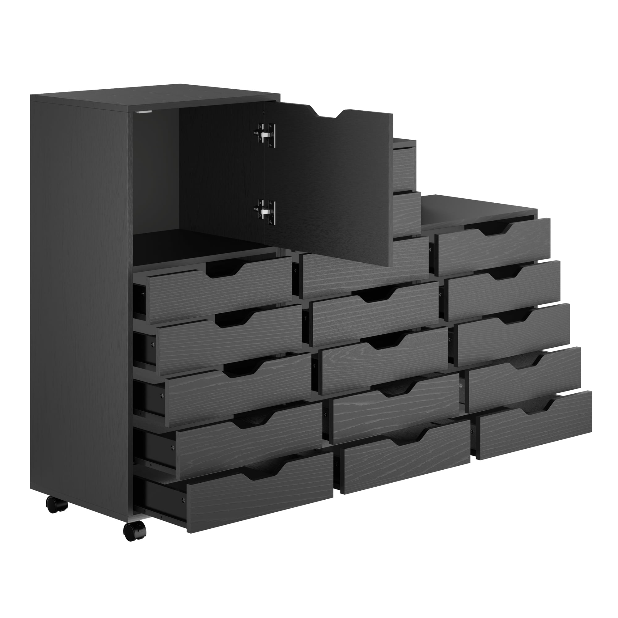 激安★スリムPCセット52 Winsome Halifax 3-Pc Multi-Drawer Storage Cabinet Set 20395, Black