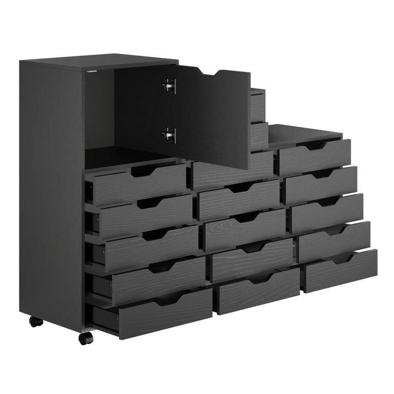 Winsome Halifax 3-Pc Multi-Drawer Storage Cabinet Set 20395, Black