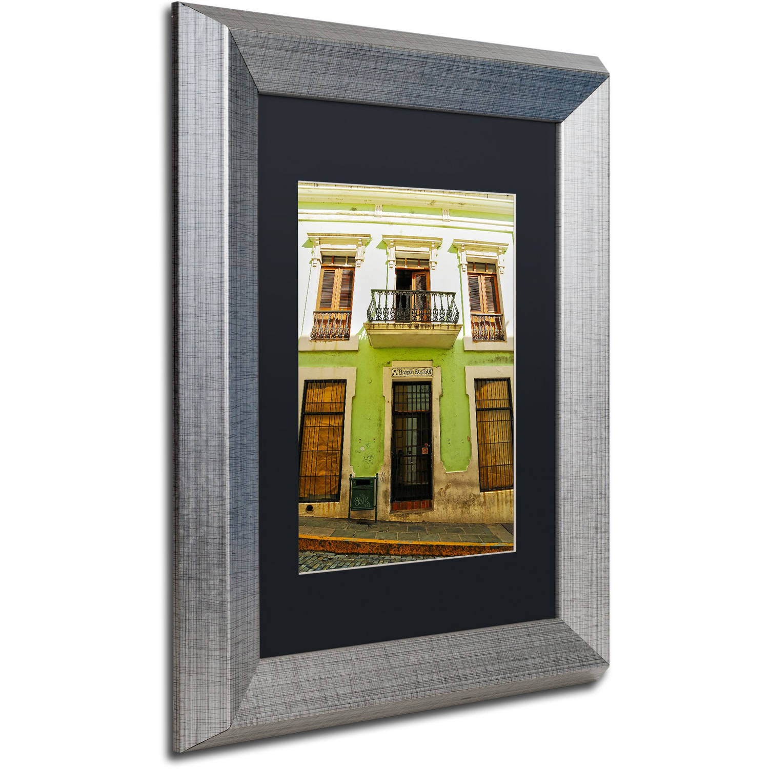 Trademark Fine Art "Old San Juan 5" Canvas Art by CATeyes, Black Matte, Silver Frame