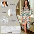 thumbnail image 6 of Yuyamidu Santa Claus Womens Bathrobe Soft Kimono Robes Wreaths 3/4 Sleeves Bath Robe Christmas Housecoat Nightgown Size XL Lightweight Mid-Length Sleepdress, 6 of 7