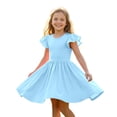 thumbnail image 6 of Ruyang Toddler Girls Solid Dresses Ruffle Fly Sleeve Crewneck A-line Tank Dresses Summer Casual Beach Vacation Midi Dresses, 6 of 9