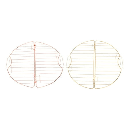 

2Pcs Collapsible Cake Cooling Rack Bread Holder Accessory (Golden+Silver)