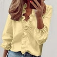 thumbnail image 2 of Womens Summer Plus Size Tops Ruffle V-Neck Blouses Shirts Dressy Casual Trendy Loose Fit 3/4 Sleeve Tees Shirts 5XL, 2 of 4