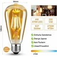 thumbnail image 2 of Bombillas Edison regulables, estilo antiguo vintage ST19 (ST64), bombillas LED de vidrio transparente, equivalentes a incandescentes de 60 W, diseño de lágrima de luz blanca cálida, lámpara LED de, 2 of 5