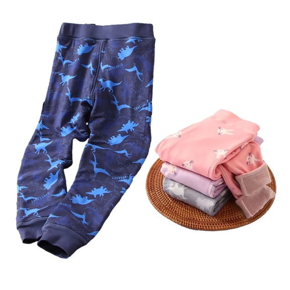 Esaierr Kids Baby Toddler Boys Girls Winter Leggings Kids Cartoon Printing Cotton Pants Kid Thick Warm Stretch Pants for 2-7 Years Old