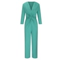 thumbnail image 5 of lulshou Jumpsuits for Women, Women's Solid Color Fashionable Casual Twisted Wide Leg Temperament Commuting Sexy Jumpsuit Women's Jumpsuits, Rompers & Overalls, Green M, 5 of 5