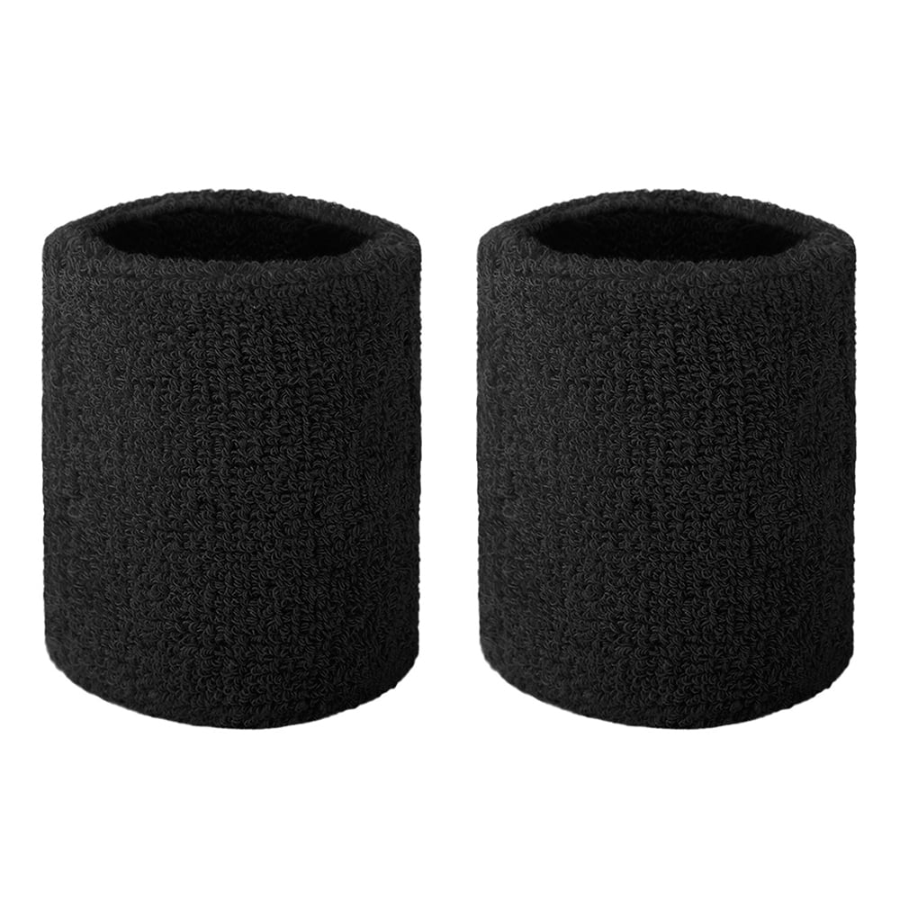 One Dozen Black Terry Soft Cloth Elastic Sports Wristband Wristbands Sweatbands 
