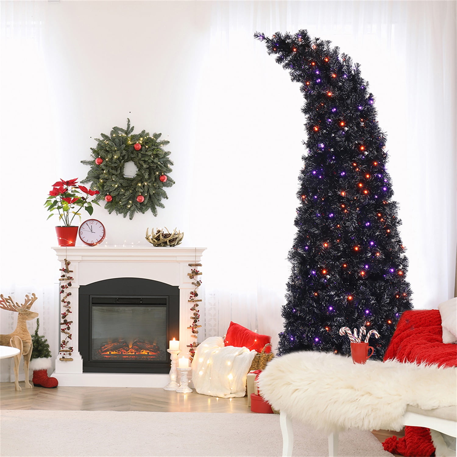 Kepooman 7ft Shape Automatic PVC Christmas Tree with 1050 Branches 400 Lights 10 Functions with Remote Control Christmas Tree Purple And Orange Kepooman 7ft Shape Automatic PVC Christmas Tree with 1050 Branches 400 Lights 10 Functions with Remote Control Christmas Tree Purple And Orange