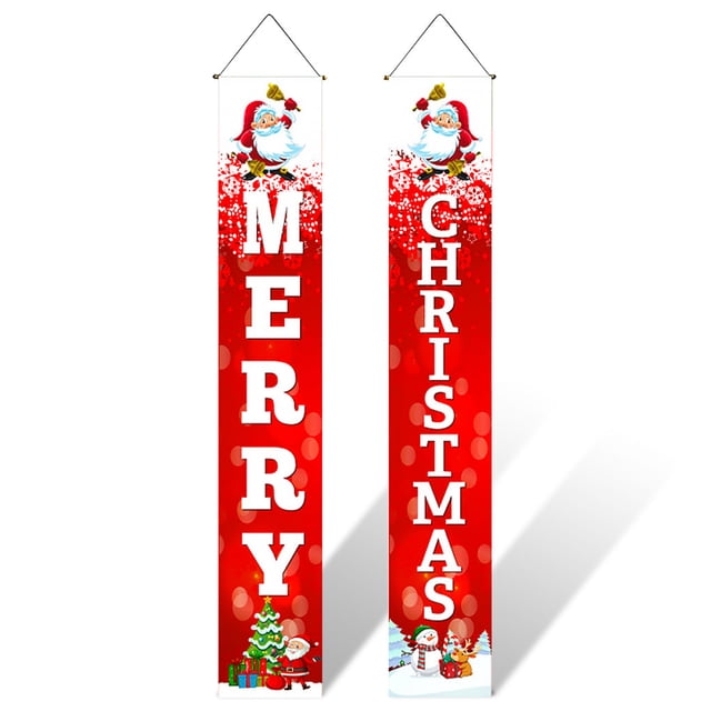 Bewildely 2 piezas de pancartas colgantes de Navidad, carteles de porche, decoración Vertical de cumpleaños para exteriores, ventana del hogar, adornos Kits de decoración para fiestas 16626 Bewildely HA010123-04B