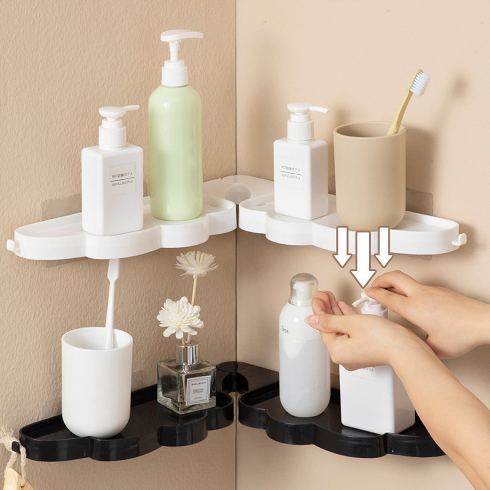 Bathroom Shelves No-drill Wall Mounted Corner Shelf Shower Storage Rack  Shampoo Holder Toiletries Organizer Bathroom