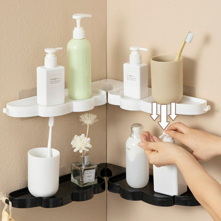 Travelwant Corner Shower Shelf with Adhesive Wall Mount, Bathroom  Transparent Floating Corner Shelf - No Drilling Soap and Shampoo Holder Shower  Organizer 