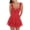 Red, variant on Women's Floral Sweetheart Ruffled Cami Mini Dress with Ties and Cutout Lined 100% Polyester Flowing Silhouette