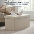 thumbnail image 3 of Ornavo Home Foldable Tufted Linen Large Storage Ottoman Bench Foot Rest Stool/Seat - 15" x 30" x 15"- Beige, 3 of 7
