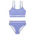 thumbnail image 5 of SILVERCELL 9-16T Girls 2 Piece Summer Ribbed Swimsuits, Teens Girls' Striped Bikinis Bathing Suit Adjustable Straps Swimwear For Beach, Swimming Pool, Spring Break, 5 of 8