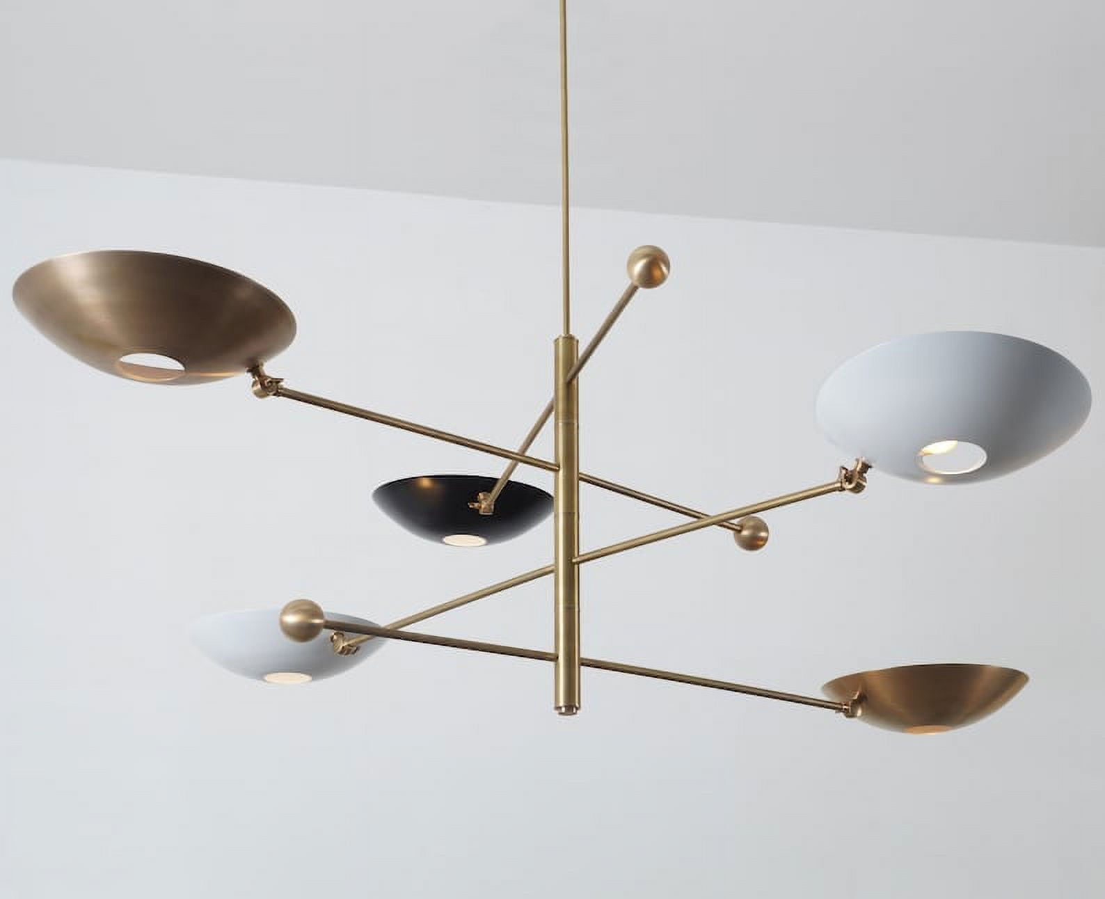 5 Light Pendant Mid Century Modern Raw Brass Sputnik chandelier light Fixture