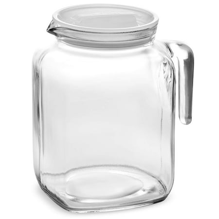Leoney Hermetic Seal Glass Pitcher With Lid and Spout [68 Ounce] Great for Homemade Juice & Iced Tea or for Glass Milk