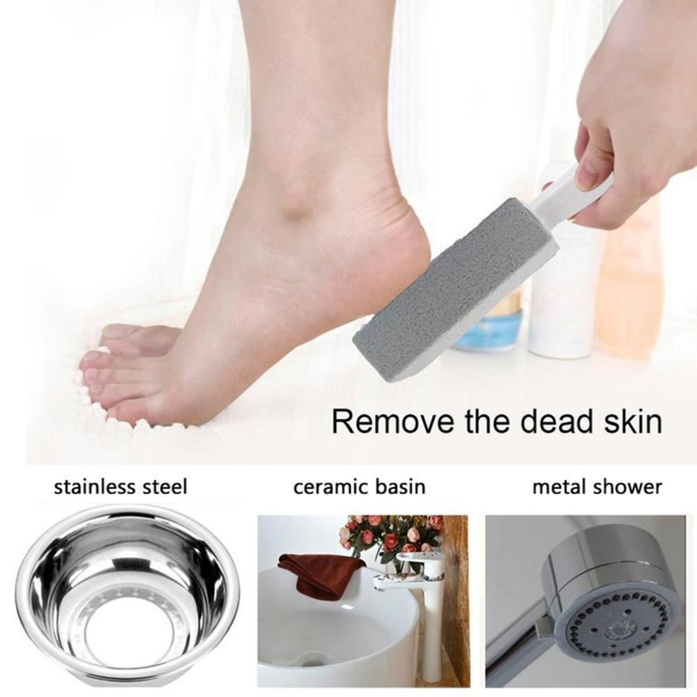 [2 Pack] Pumice Stone Toilet Bowl Cleaner with Extra Long Handle - Limescale Remover - Pumice Toilet Brush - Also Cleans BBQ Grills, Tiles, Tile Grout, & Swimming Pools