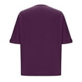 thumbnail image 6 of XUNKUSGA Womens Tops Comfortable Soild Color Cotton Linenn Womens Blouses Classic Casual Short Sleeve Crewneck Basic Tops Lightweight Loose Going Out Tops S-3XL Purple, 6 of 9