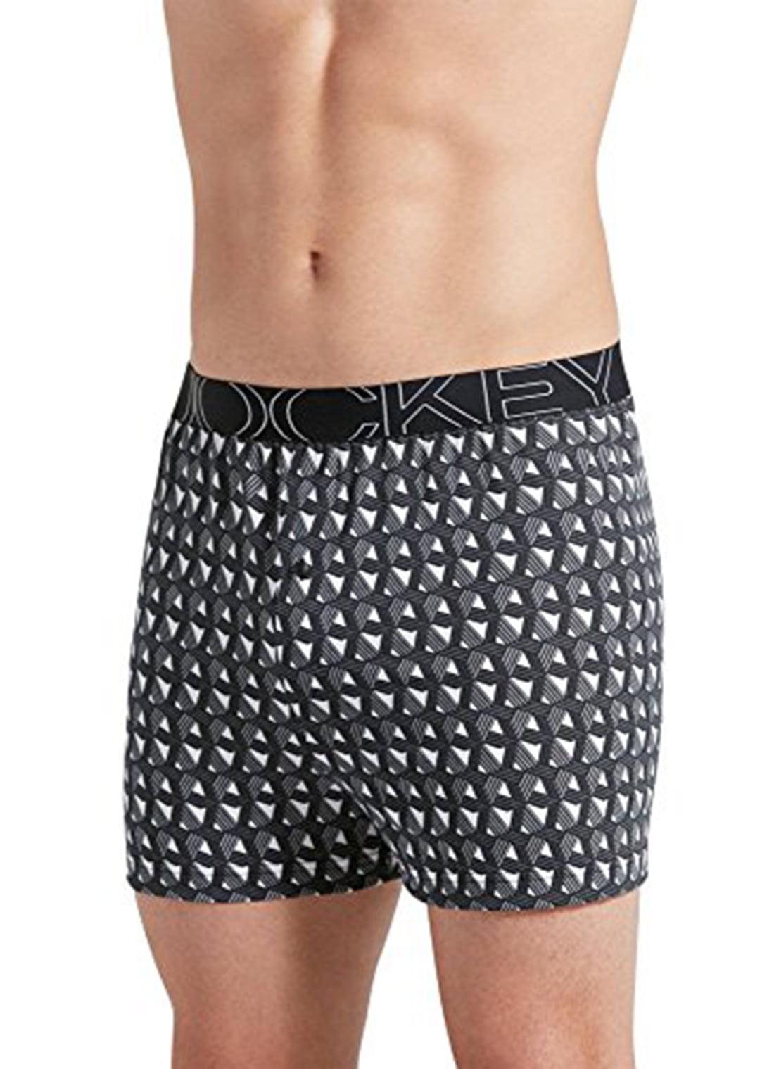 Jockey Men's Underwear ActiveBlend Knit Boxer, Black and Grey Geo