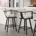 thumbnail image 2 of Amisco Akers 26 In. Swivel Counter Stool - Cream Faux Leather / Black Metal, 2 of 6