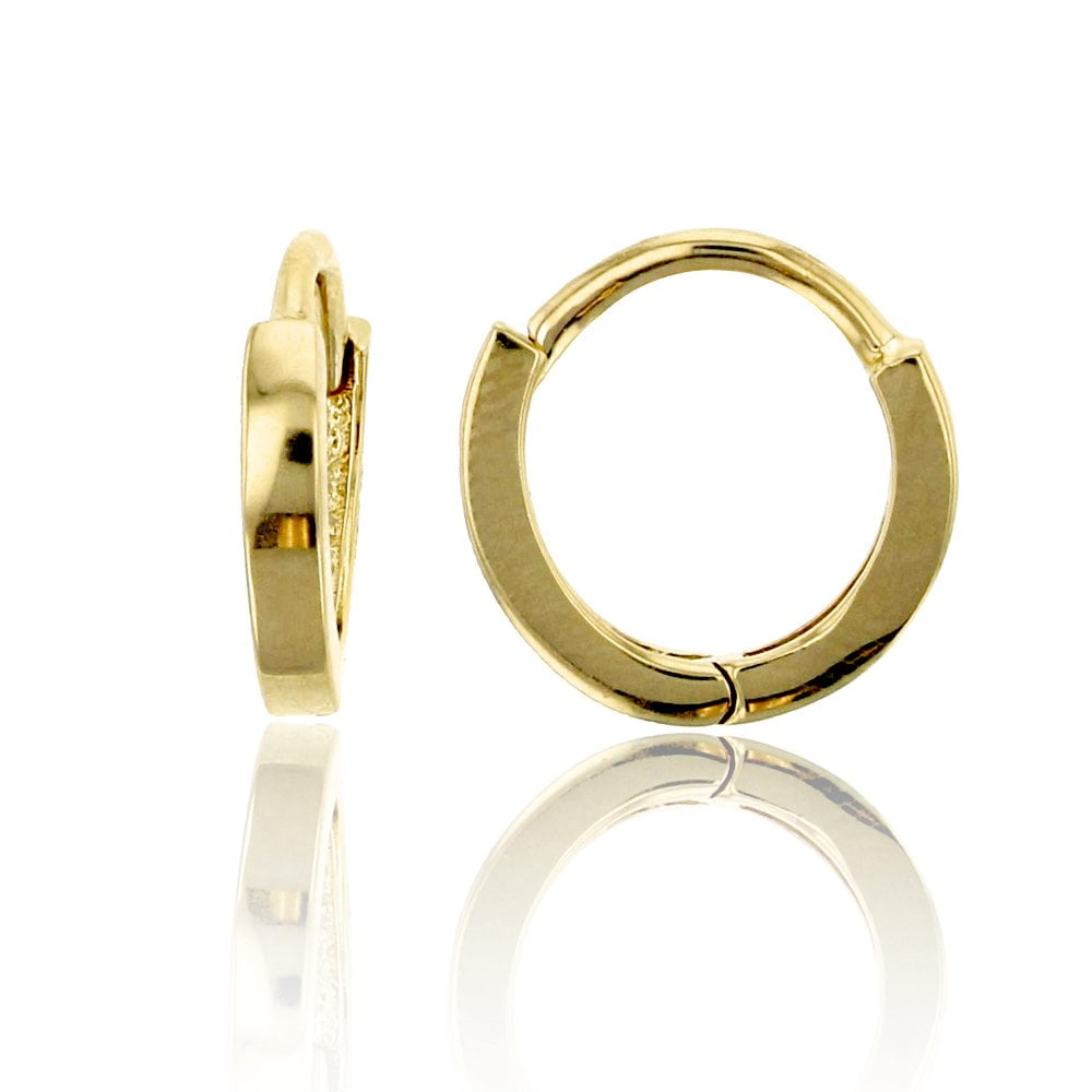 Decadence 14K Yellow Solid Gold High Polished Plain Huggie Earrings