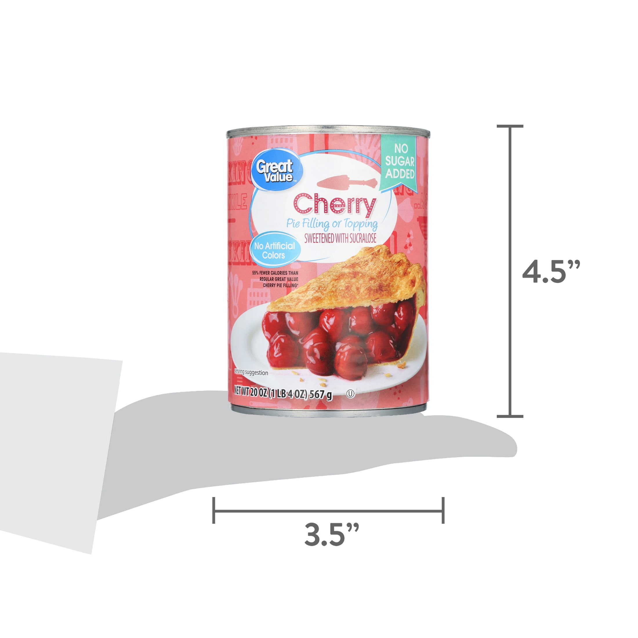 Great Value No Sugar Added Cherry Pie Filling or Topping, 20 oz Can