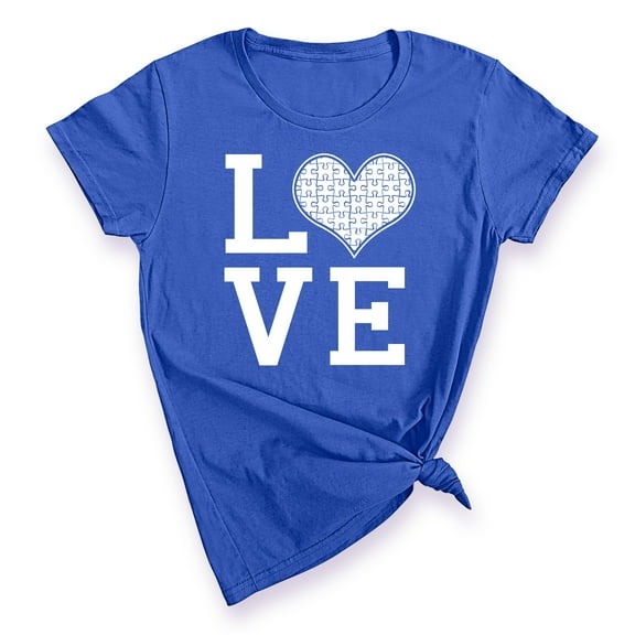 Autism Love Heart Jigsaw Puzzle Women's T-shirt, 3XL, Royal
