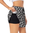thumbnail image 1 of Balery Bowling Pins Pantalones cortos deportivos para mujer con forro y dos bolsillos, elásticos, para entrenamiento, gimnasio, yoga-XX-Large, 1 of 7