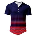 thumbnail image 2 of DDAPJ pyju Big and Tall T-shirts for Men Gradient Color Striped Button Front Short Sleeve Henley Shirt Lightweight Collarless Golf Shirts Summer Casual Workout Tee Clearance Sale Red XXL, 2 of 4