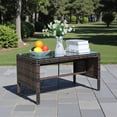 thumbnail image 2 of Tcbosik 2-Tier Outdoor Coffee Table with Tempered Glass Top, Rectangle Rattan Accent Table with Open Shelf, 31 Inch Patio Furniture for Garden, Deck, Backyard, Easy Assembly, Brown, 2 of 8