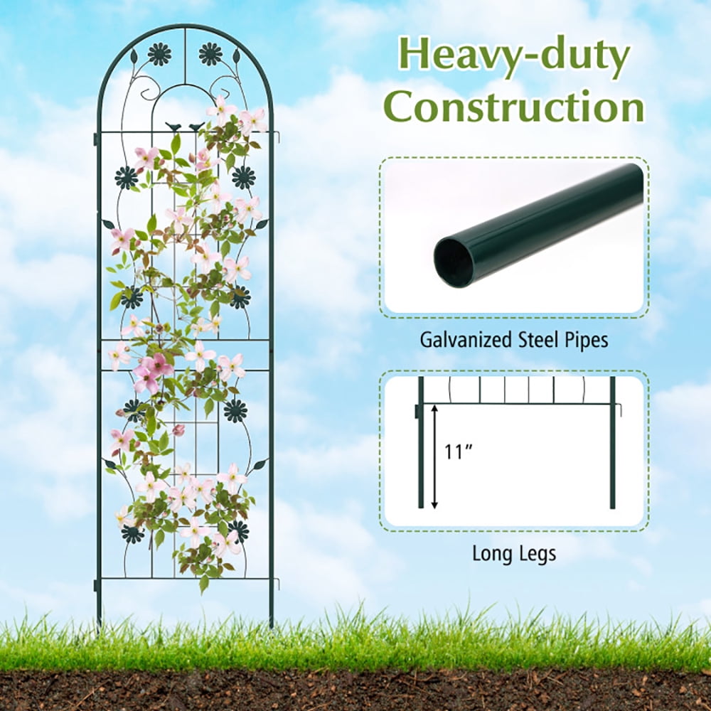 Spaco 2 Pack 86.5 x 20 Inches Metal Garden Trellis for Climbing Plants-Green, Garden Stakes Tomato Trellis for Pots
