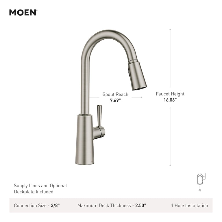 Moen Riley Pull-Down Kitchen Faucet, Spot Resist Stainless photo 3